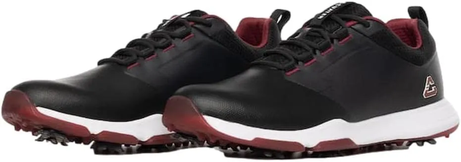 Cuater by Travis Mathew Men's The Ringer Spiked Golf Shoe, Black/Ruby Wine