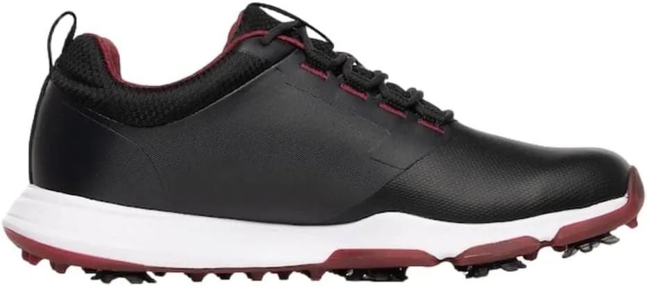 Cuater by Travis Mathew Men's The Ringer Spiked Golf Shoe, Black/Ruby Wine