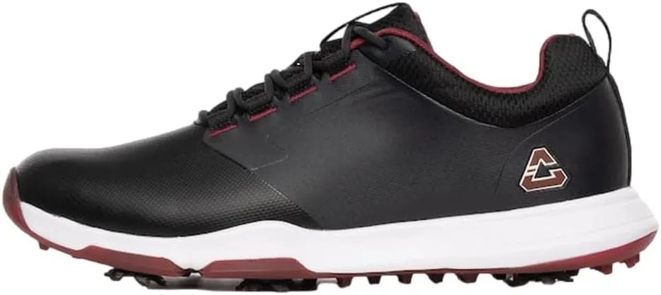 Cuater by Travis Mathew Men's The Ringer Spiked Golf Shoe, Black/Ruby Wine