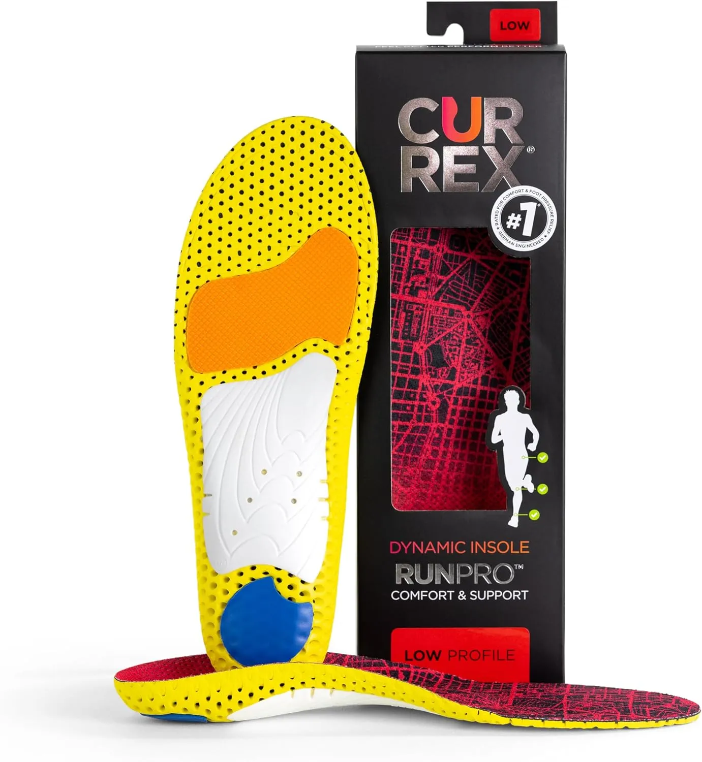 CURREX RunPro Insoles for Running Shoes – Arch Support Inserts to Help Reduce Fatigue, Prevent Injuries & Boost Performance – for Men & Women – Low Arch, Medium