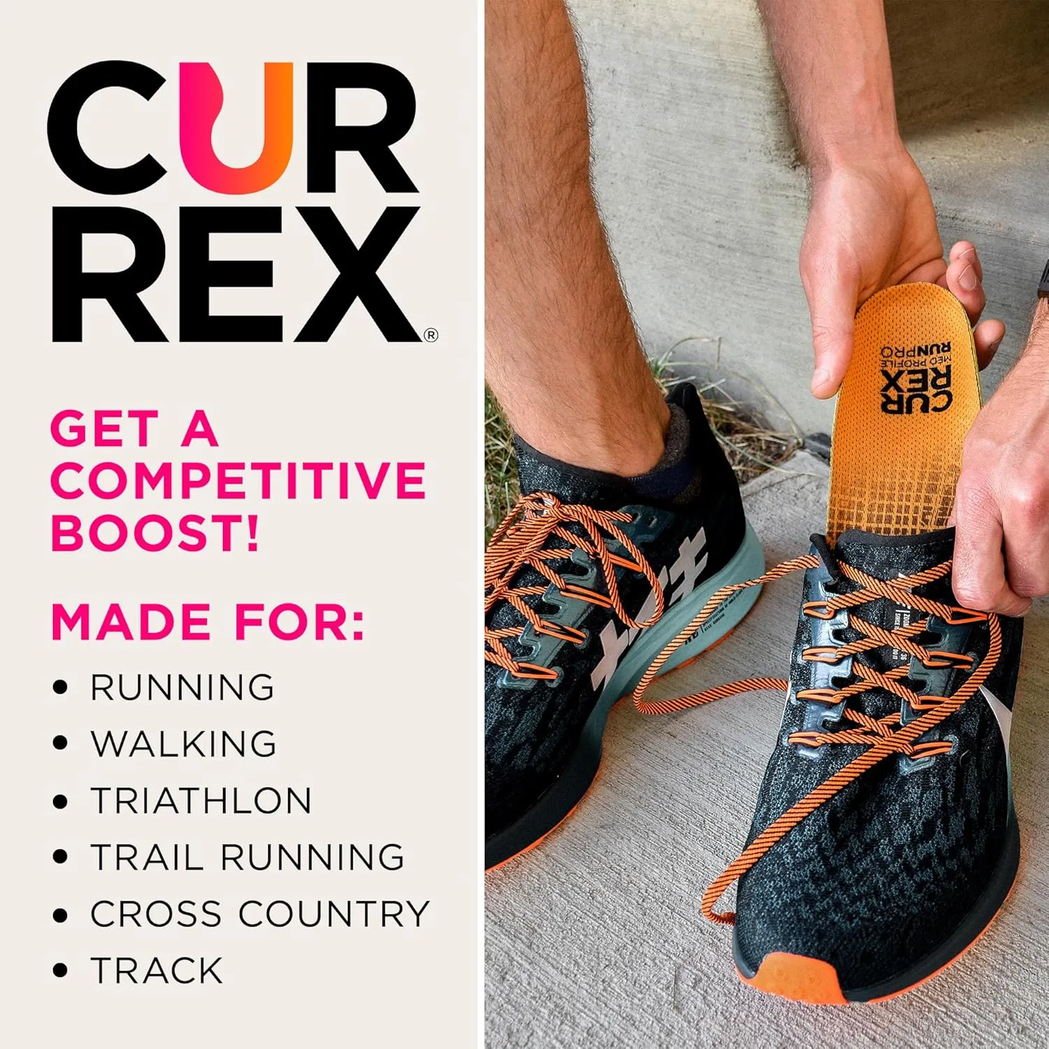 CURREX RunPro Insoles for Running Shoes – Arch Support Inserts to Help Reduce Fatigue, Prevent Injuries & Boost Performance – for Men & Women – Medium Arch, XS