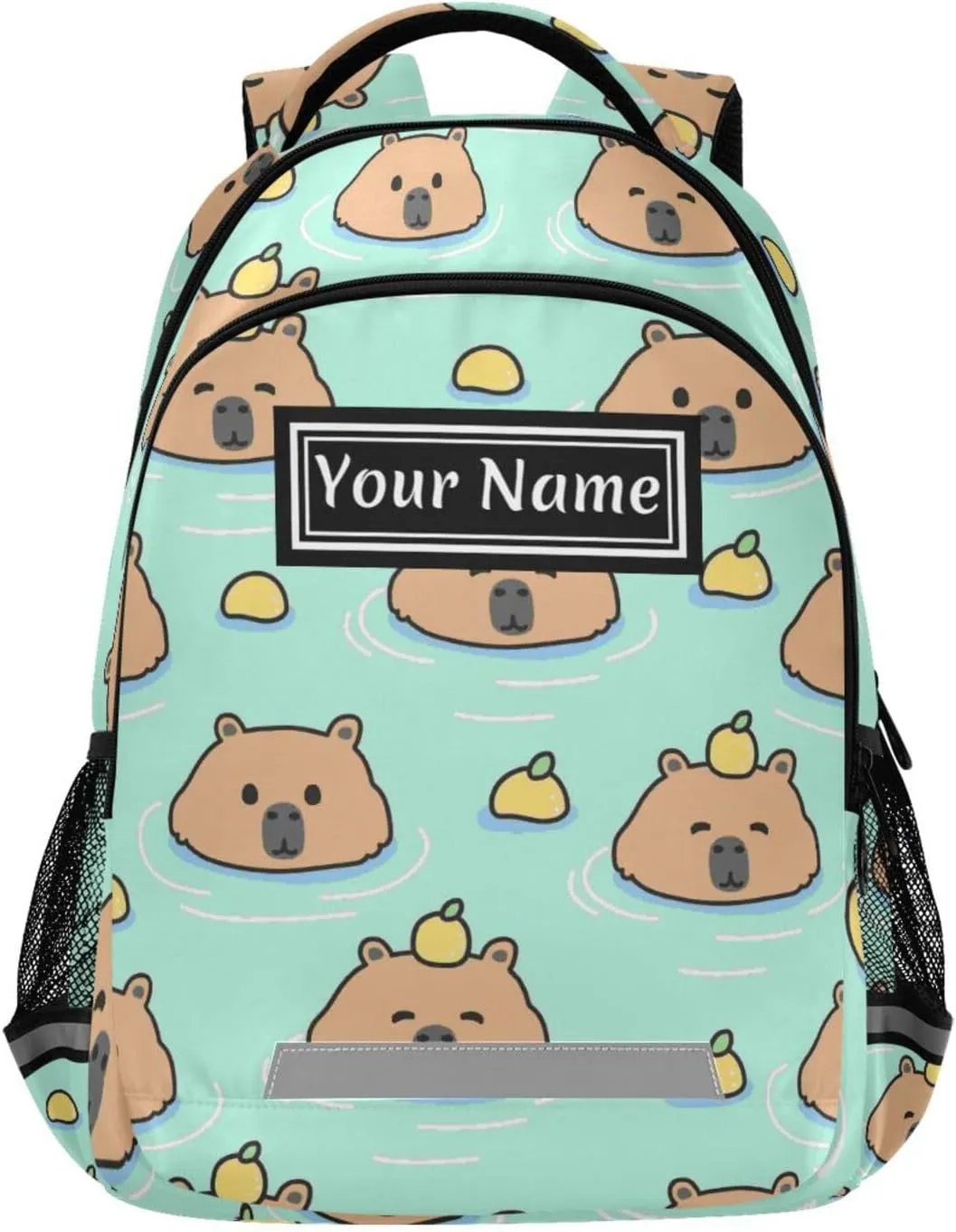 Custom Backpack for Men Women Capybara with Lemon Personalized Name Kids Backpack for Girls Boys Customized Travel Laptop Bag Casual Backpacks