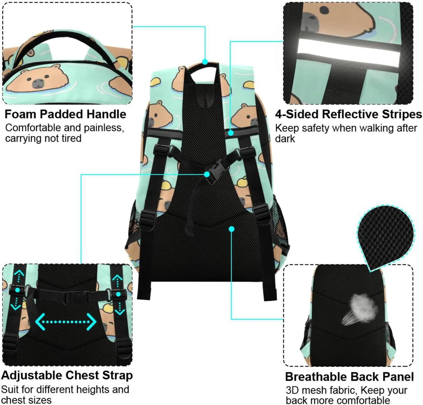 Custom Backpack for Men Women Capybara with Lemon Personalized Name Kids Backpack for Girls Boys Customized Travel Laptop Bag Casual Backpacks