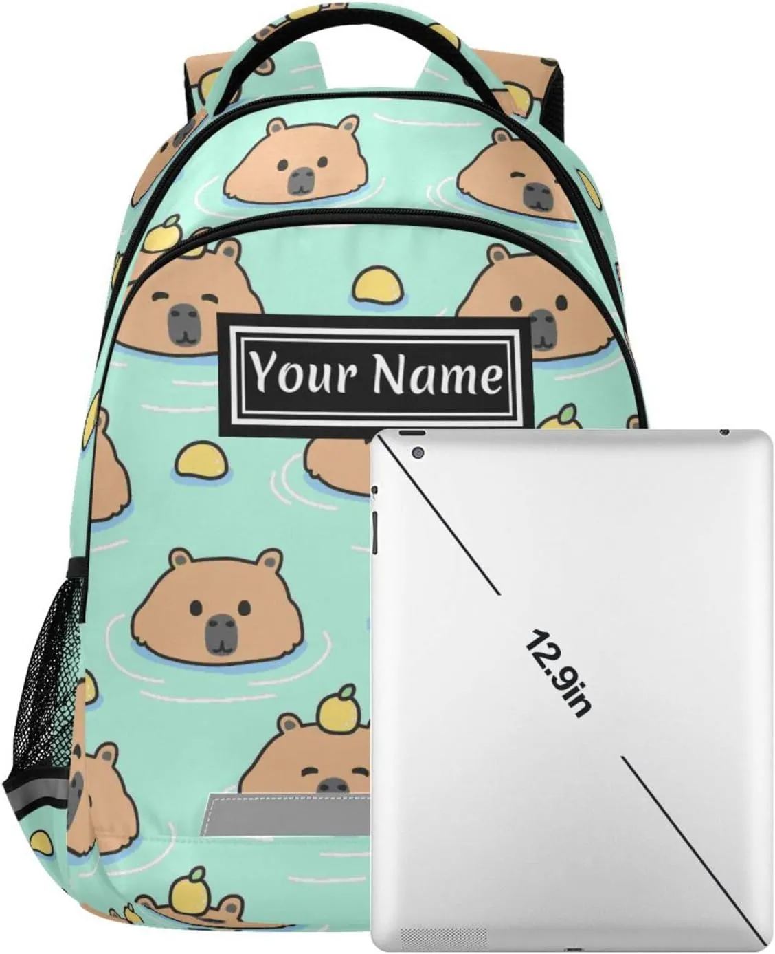 Custom Backpack for Men Women Capybara with Lemon Personalized Name Kids Backpack for Girls Boys Customized Travel Laptop Bag Casual Backpacks