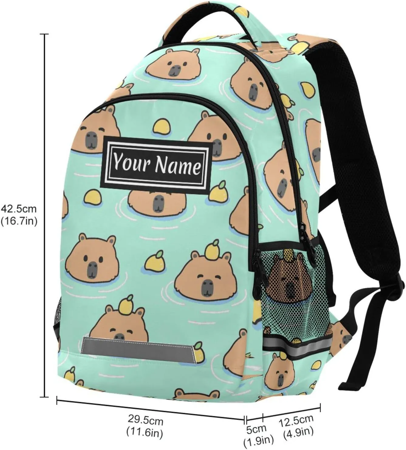 Custom Backpack for Men Women Capybara with Lemon Personalized Name Kids Backpack for Girls Boys Customized Travel Laptop Bag Casual Backpacks