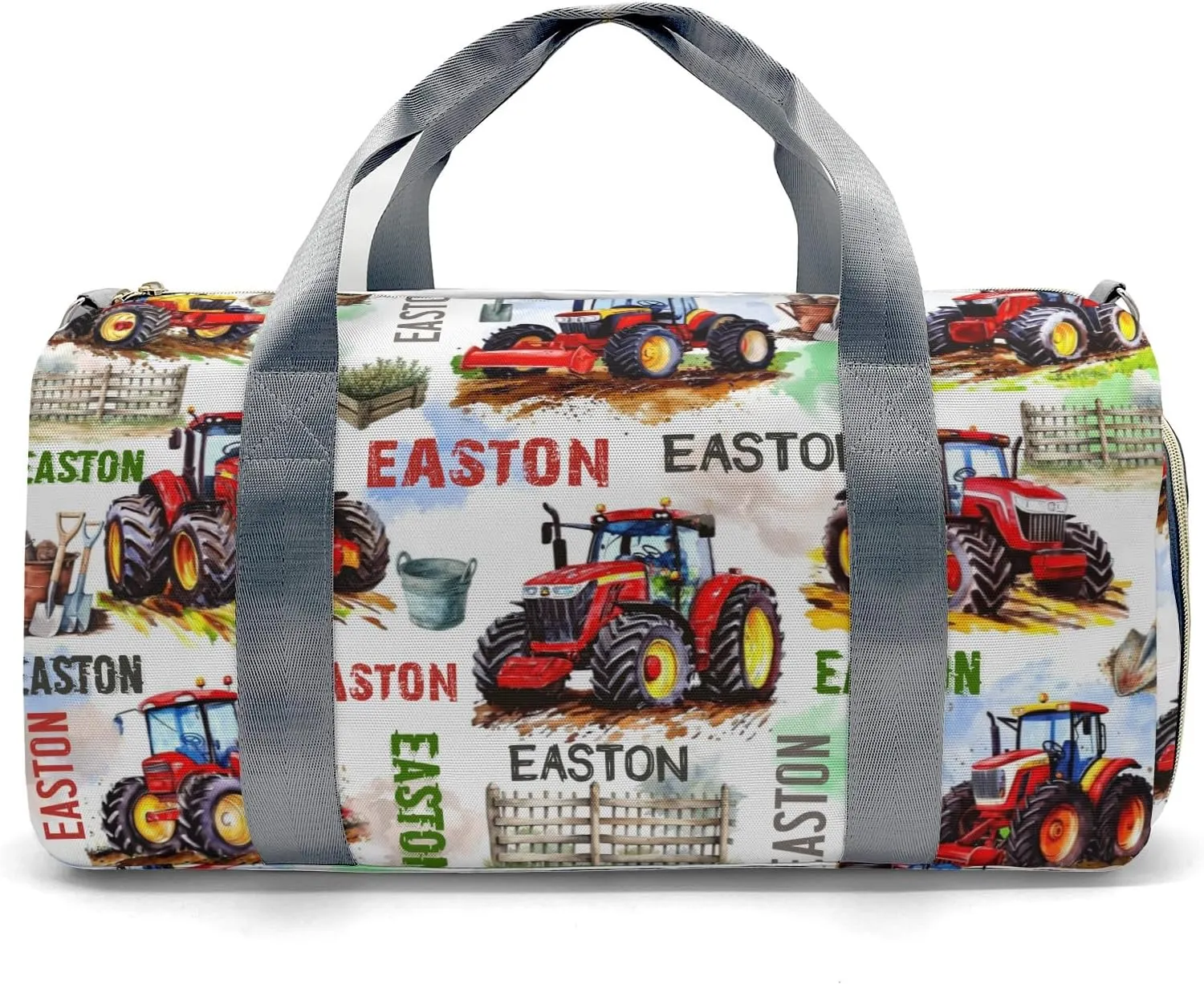 Custom Gift Farm Tractor Duffel Bag for Travel Weekender Bag, Farm Car Overnight Bag with Shoe Compartment Carry On Bag for Business Trips Sports