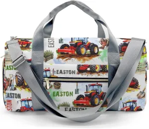 Custom Gift Farm Tractor Duffel Bag for Travel Weekender Bag, Farm Car Overnight Bag with Shoe Compartment Carry On Bag for Business Trips Sports