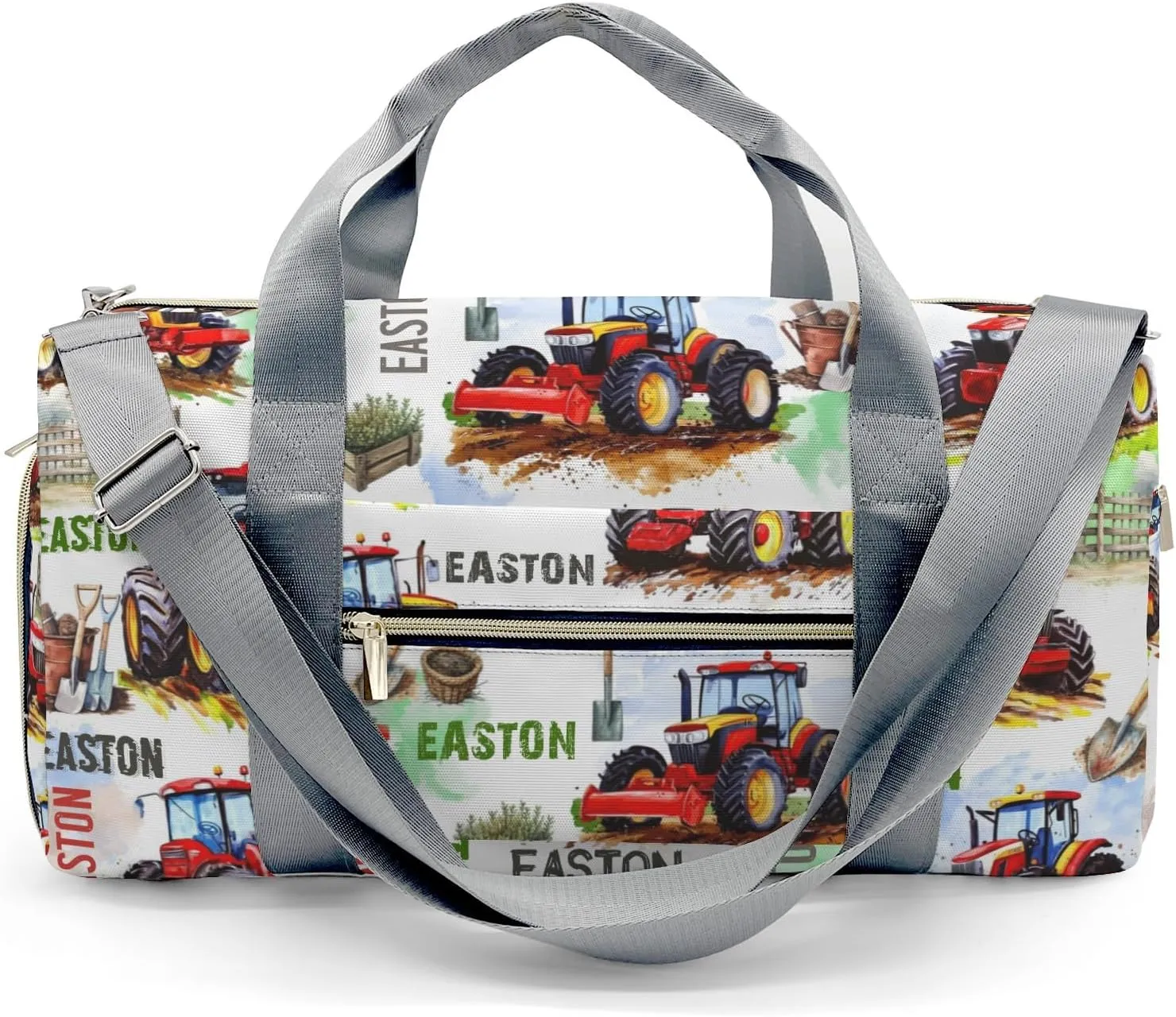 Custom Gift Farm Tractor Duffel Bag for Travel Weekender Bag, Farm Car Overnight Bag with Shoe Compartment Carry On Bag for Business Trips Sports