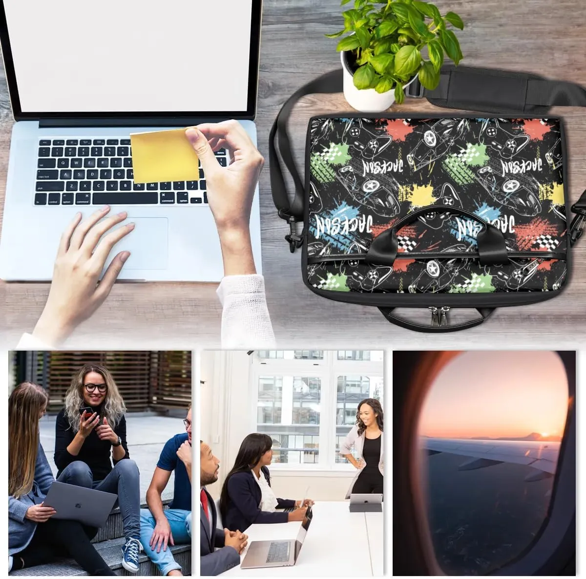 Custom Laptop Bag 15 Inch with Name Personalized Laptop Shoulder Bag Gifts - Blue Yellow Video Games