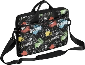 Custom Laptop Bag 15 Inch with Name Personalized Laptop Shoulder Bag Gifts - Blue Yellow Video Games