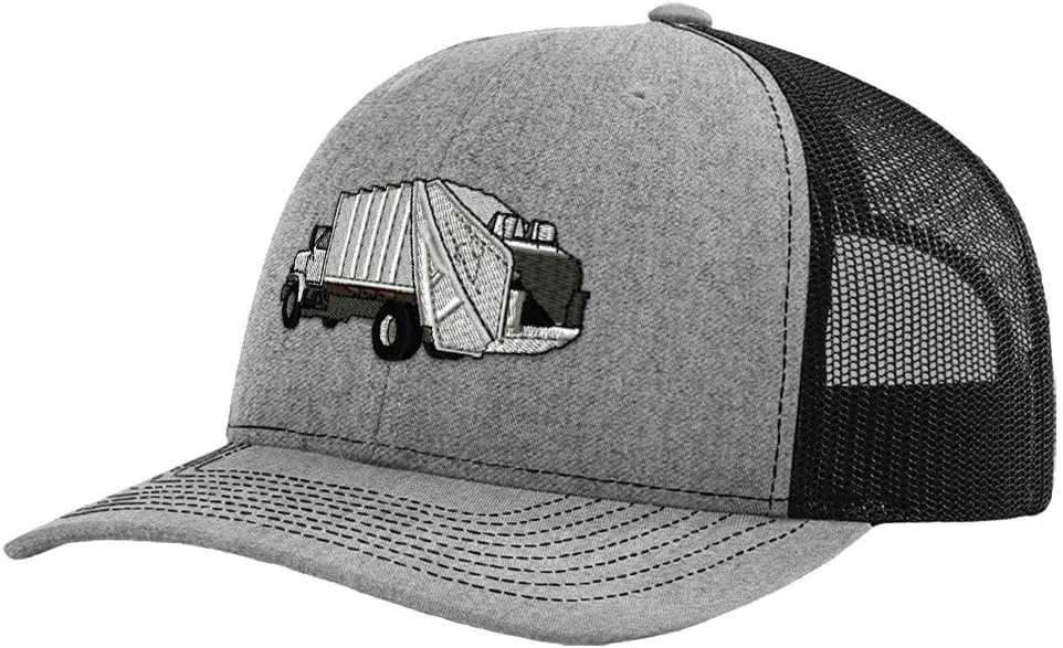 Custom Richardson Trucker Hat Garbage Truck Embroidery Design Mesh Baseball Cap