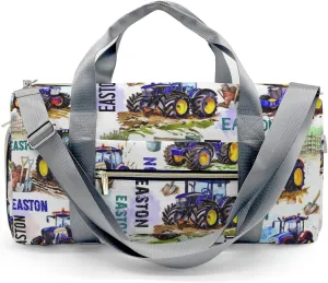 Custon Name Gym Sport Yoga Duffel Bag Farm Car Tractor Travel Bag, Farm Vehicle Sport Gym Bag Personalized Gift for Women Men Travel Hand Bag Carry on Bag