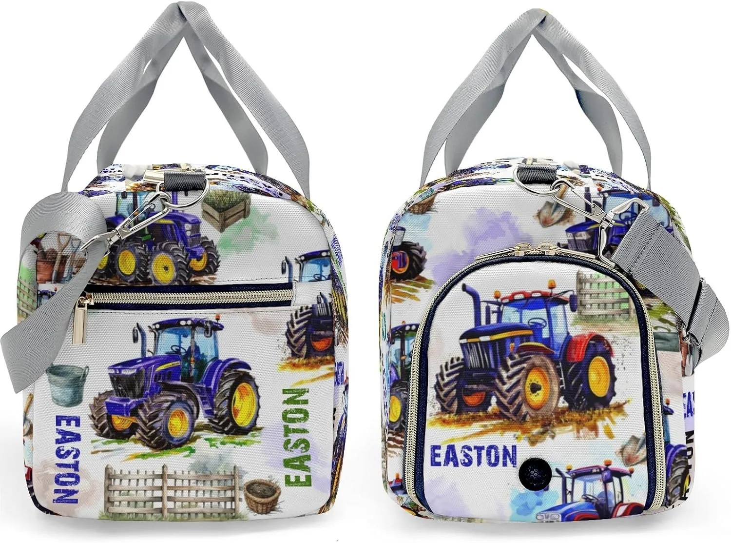 Custon Name Gym Sport Yoga Duffel Bag Farm Car Tractor Travel Bag, Farm Vehicle Sport Gym Bag Personalized Gift for Women Men Travel Hand Bag Carry on Bag