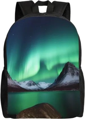 Cute Backpack Waterproof Lightweight Casual Daypack Aurora Borealis Travel Laptop Bag For Women Men