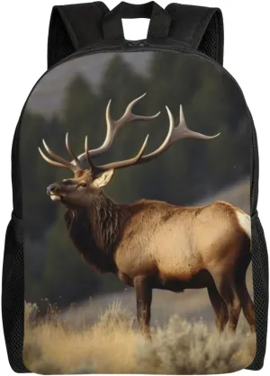 Cute Backpack Waterproof Lightweight Casual Daypack Bull Elk Travel Laptop Bag For Women Men