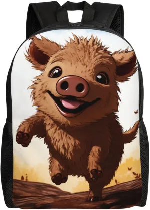 Cute Backpack Waterproof Lightweight Casual Daypack Jumping Boar Animation Travel Laptop Bag For Women Men