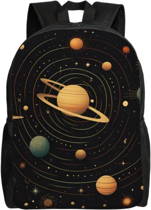 Cute Backpack Waterproof Lightweight Casual Daypack Retro Astronomical Pattern Travel Laptop Bag For Women Men