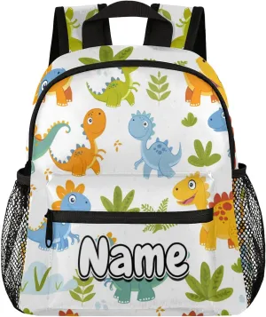 Cute Dinosaur Theme Personalized Backpack Bag with Name Lightweight Custom Shoulder Bags Waterproof Casual Backpacks Travel Laptop Bag for Work Picnic 12in