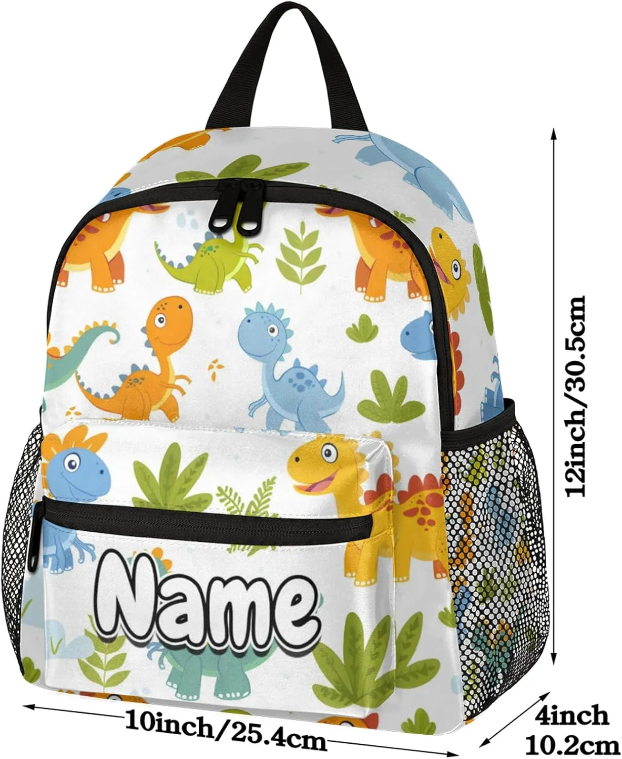 Cute Dinosaur Theme Personalized Backpack Bag with Name Lightweight Custom Shoulder Bags Waterproof Casual Backpacks Travel Laptop Bag for Work Picnic 12in