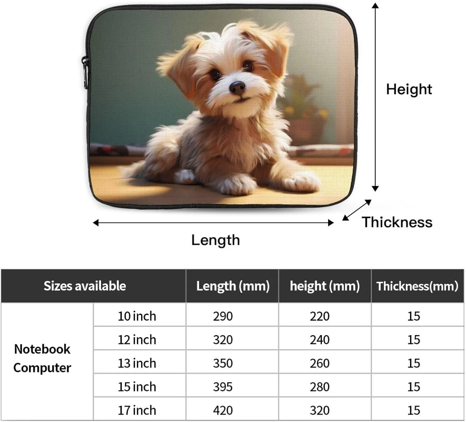 Cute Dog Pattern Shockproof Portable Laptop 17 inch Sleeve Bag for Men and Women - Ideal for Business Travel, School, and Daily Use
