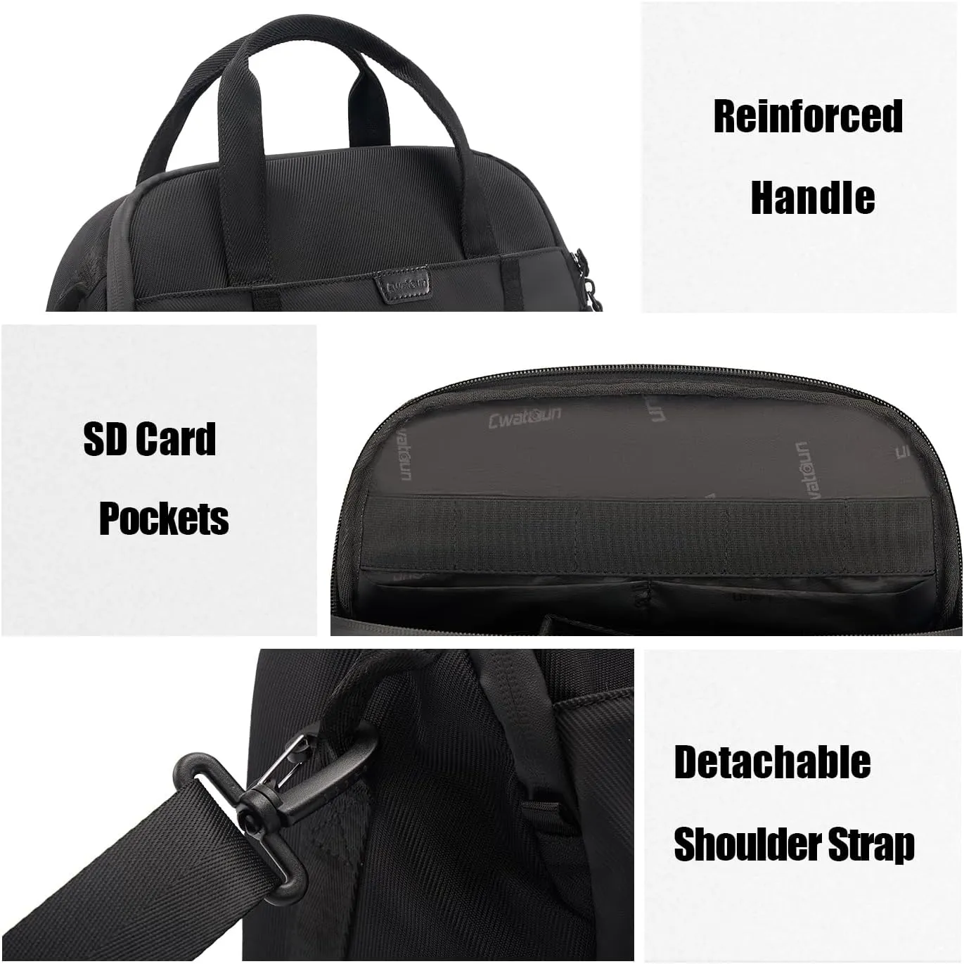Cwatcun Camera Bag Crossbody, DSLR/SLR/Mirrorless Camera Bags for Photographers with Tripod Holder, Camera Case Compatible with Canon/Nikon/Sony - Small