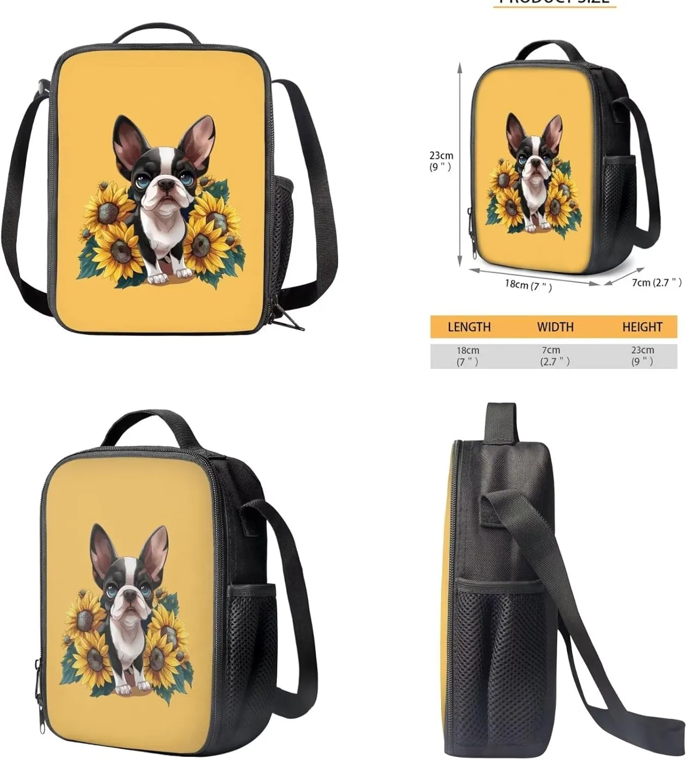 Dachshund Backpack Girls Schoolbag for Outdoor Sunflower Kids Backpack Set of 3 with Crossbody Lunch Bag Zip Pencil Box Child School Bag Sets for Travel/Sports/Hiking/Shopping