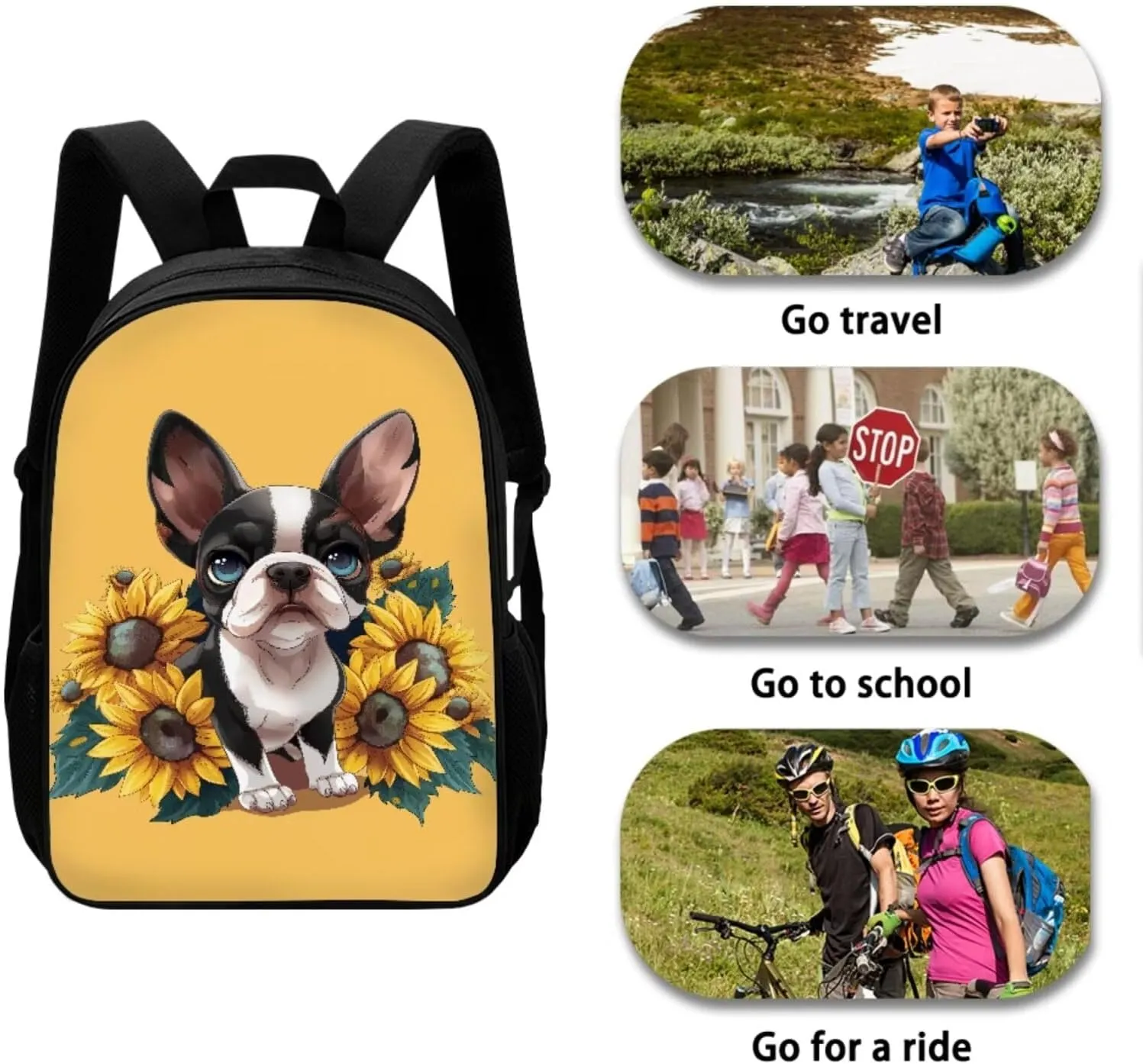 Dachshund Backpack Girls Schoolbag for Outdoor Sunflower Kids Backpack Set of 3 with Crossbody Lunch Bag Zip Pencil Box Child School Bag Sets for Travel/Sports/Hiking/Shopping