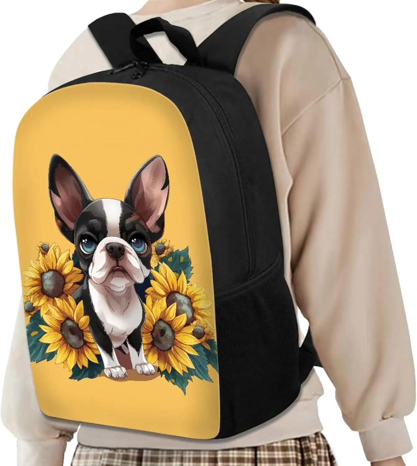Dachshund Backpack Girls Schoolbag for Outdoor Sunflower Kids Backpack Set of 3 with Crossbody Lunch Bag Zip Pencil Box Child School Bag Sets for Travel/Sports/Hiking/Shopping