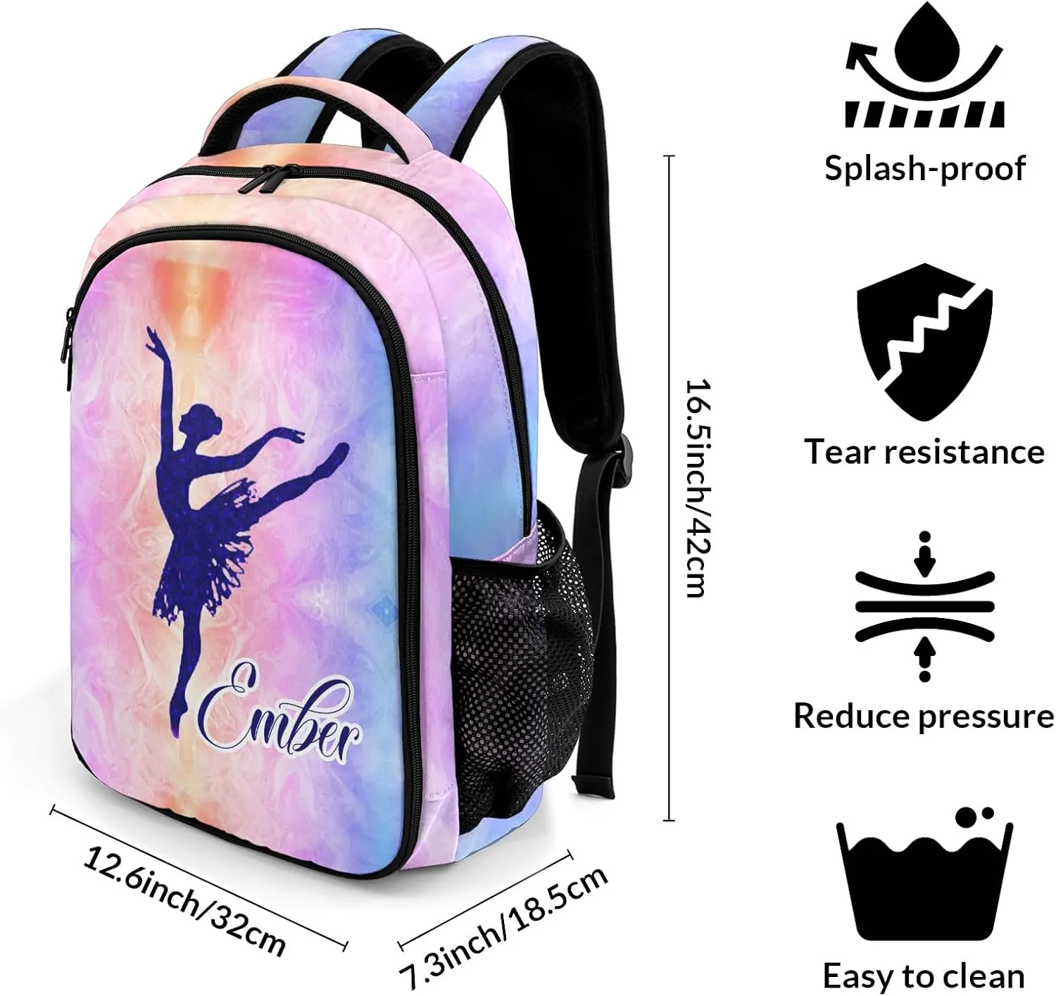 Dance Ballerina Pink Casual Bag Daypack Personalized School Backpack for Women Men Laptop Bag Camping Hiking