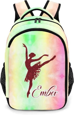 Dance Ballerina Red Laptop Bag Daypack Custom Backpack School Multifunctional Laptop Bag for Travel Camping Gift