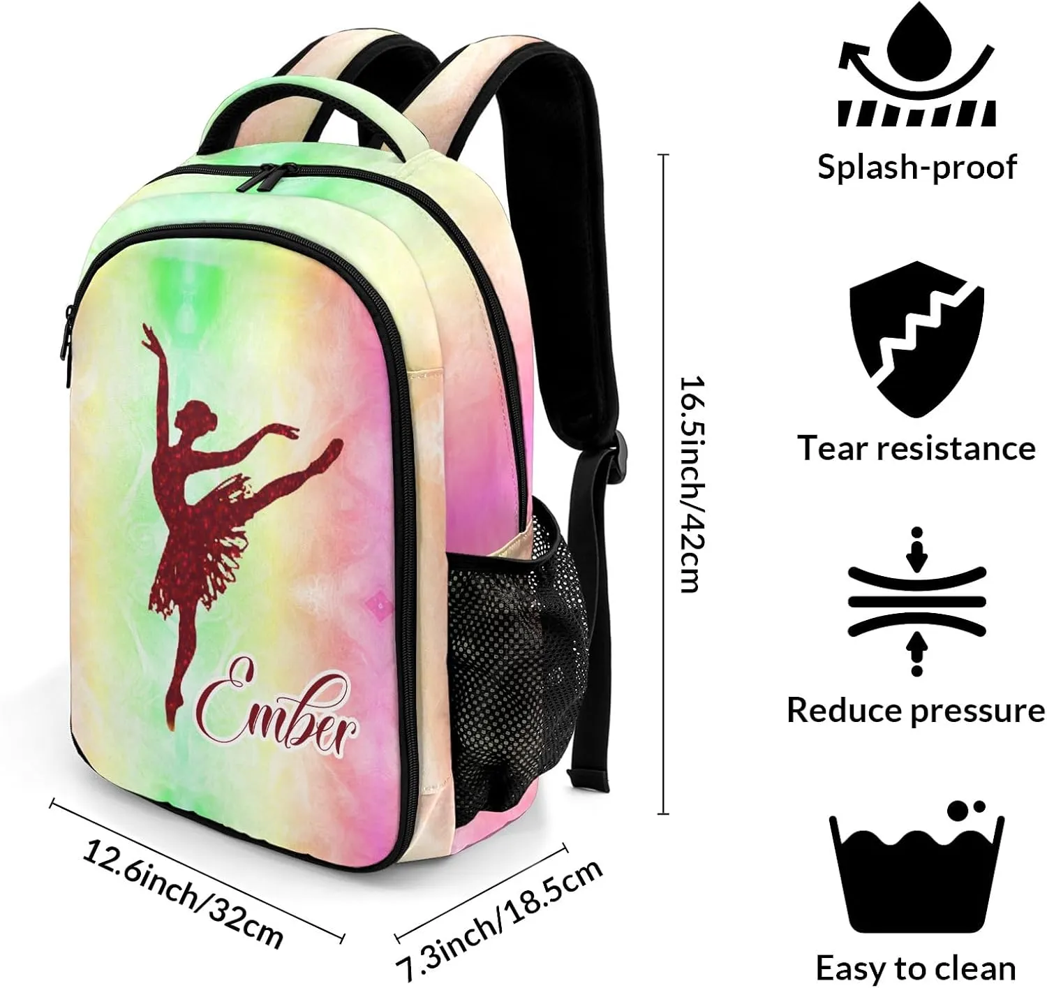 Dance Ballerina Red Laptop Bag Daypack Custom Backpack School Multifunctional Laptop Bag for Travel Camping Gift