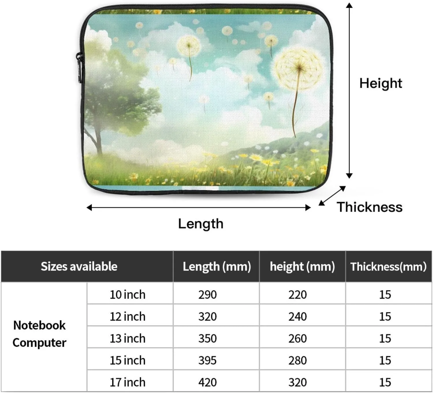 Dandelion In The Sun Laptop Inner Bag Laptop Sleeve Case Briefcase Carrying Laptop Cover