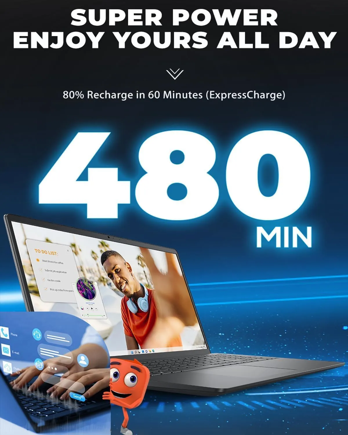 Dell Inspiron 15.6 Inch Laptop | Touchscreen, Anti-Glare | AMD Ryzen 7 7730U, 8-Core Processor | 16GB RAM, 512GB SSD | Windows 11 Home | Black | Light and Slim | Fast Charging