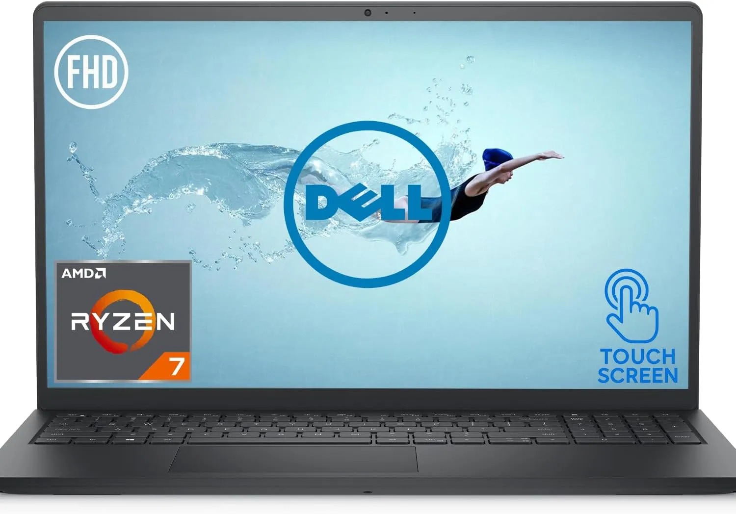 Dell Inspiron 15.6 Inch Laptop | Touchscreen, Anti-Glare | AMD Ryzen 7 7730U, 8-Core Processor | 16GB RAM, 512GB SSD | Windows 11 Home | Black | Light and Slim | Fast Charging