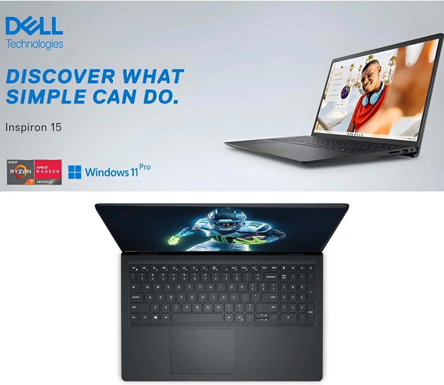 Dell Inspiron 15.6" FHD Touchscreen Laptop, 32GB RAM, 1TB SSD, Speed 8-Core AMD Ryzen 7 7730U (Outperforms Intel i7-1255U in Multitasking), Windows 11 Pro, Long Battery Life, w/WOWPC Recovery USB