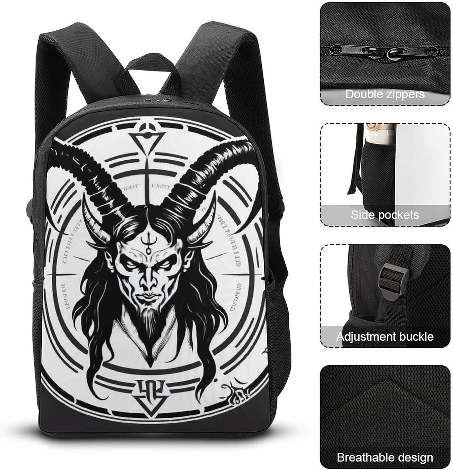 Demon Baphomet 5 Backpack with Adjustable Straps, Suitable for Travel Picnics Activities