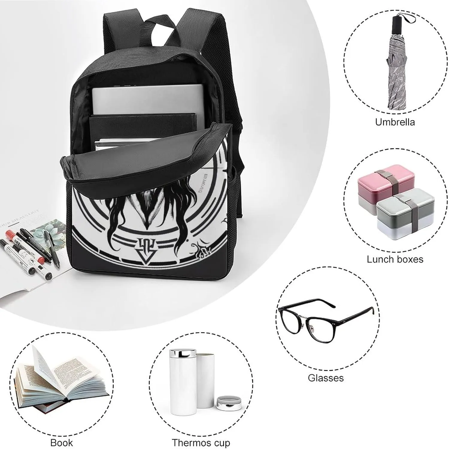 Demon Baphomet 5 Backpack with Adjustable Straps, Suitable for Travel Picnics Activities