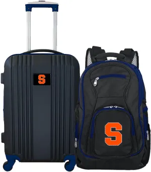 Denco Syracuse University Orange 2-Piece Luggage Set, Includes 21-inch Two-Tone Hardcase Spinner and 19" Laptop Backpack
