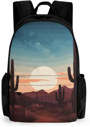 Desert With Cactus Laptop Backpack for Men Women Travel Backpacks for Work Computer Bag Casual Backpack
