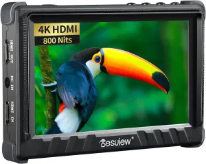 Desview P5II Camera Monitor, 5.5 inch Field Monitor 4K HDMI with 3D Lut Full HD 1920x1080 IPS Waveform VectorScope Peaking Focus 8V DC Input Output for DSLR Camera