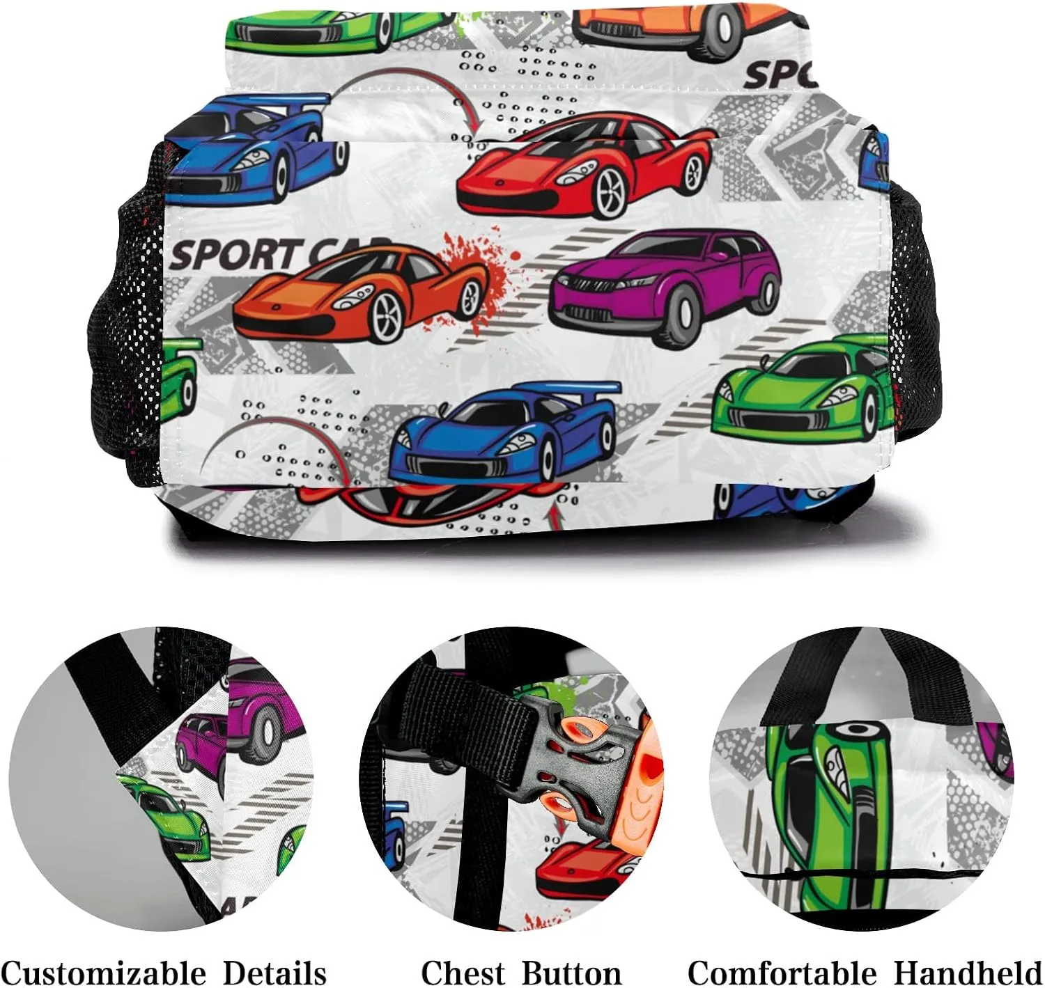 Deven Sport Race Cars Funny Personalized Kids for Boy/Girl Teen School Backpack Travel Daypack Bag