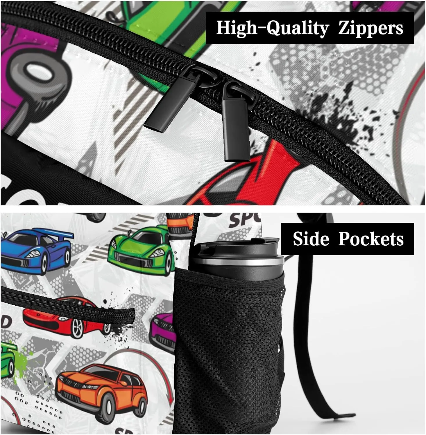 Deven Sport Race Cars Funny Personalized Kids for Boy/Girl Teen School Backpack Travel Daypack Bag