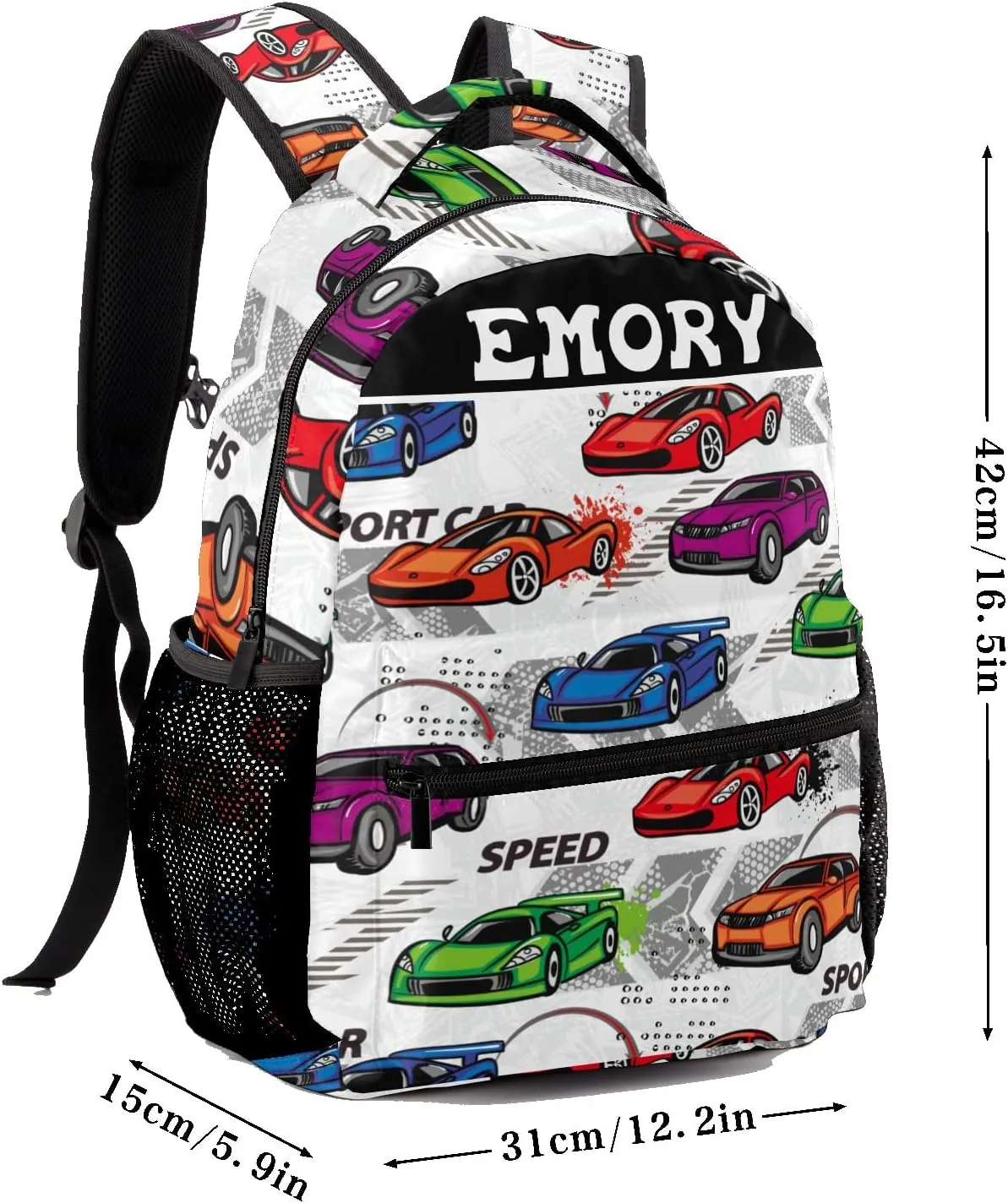 Deven Sport Race Cars Funny Personalized Kids for Boy/Girl Teen School Backpack Travel Daypack Bag