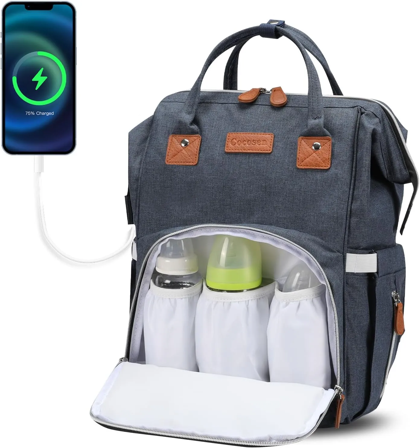 Diaper Bag Backpack Double-layer Switching,Baby Essentials Travel BackPack Large Multifunction Waterproof Diaper Bag Baby Changing Bag for Boys & Girls Blue