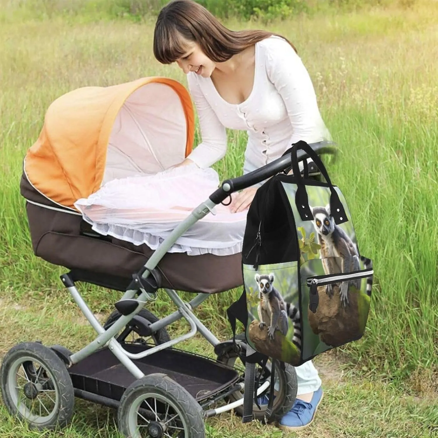 Diaper Bag Backpack Ringtailed Lemur Nappy Backpack Maternity Baby Nappy Bag Changing Bags for Travel
