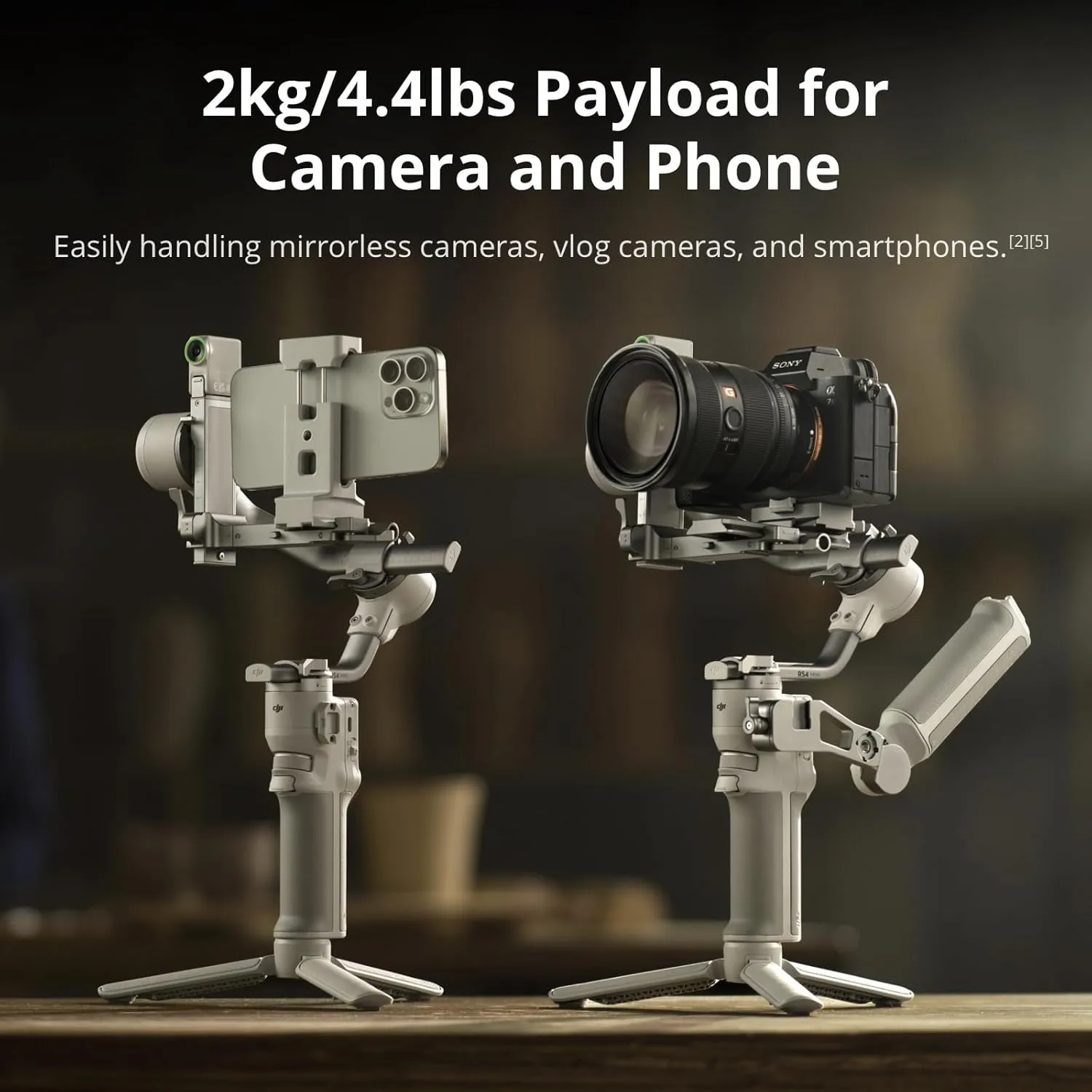 DJI RS 4 Mini Combo, Gimbal Stabilizer for Camera Canon/Sony/Panasonic/Nikon/Fujifilm, Auto Axis Locks, Intelligent Tracking, 2kg/4.4lbs Payload, Camera Gimbal, Briefcase Handle