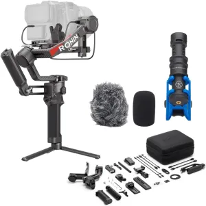 DJI RS 4 Pro Combo, 3-Axis Gimbal Stabilizer for DSLR & Cinema Cameras, Native Vertical Shooting, 4.5kg/10lbs Payload, Image Transmitter & Focus Pro Motor, Condenser Shotgun Microphone