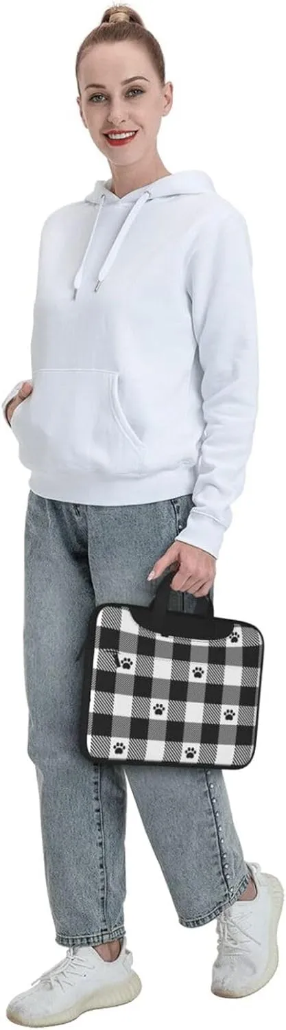 Dog Paw Seamless Pattern Laptop Bag Classic Slim Briefcase Messenger Bag, Spacious, Ergonomic