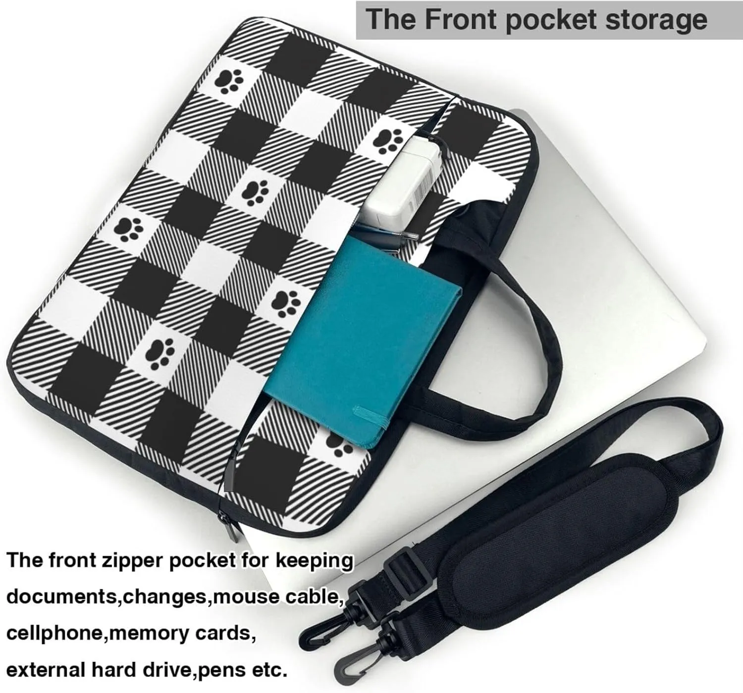 Dog Paw Seamless Pattern Laptop Bag Classic Slim Briefcase Messenger Bag, Spacious, Ergonomic