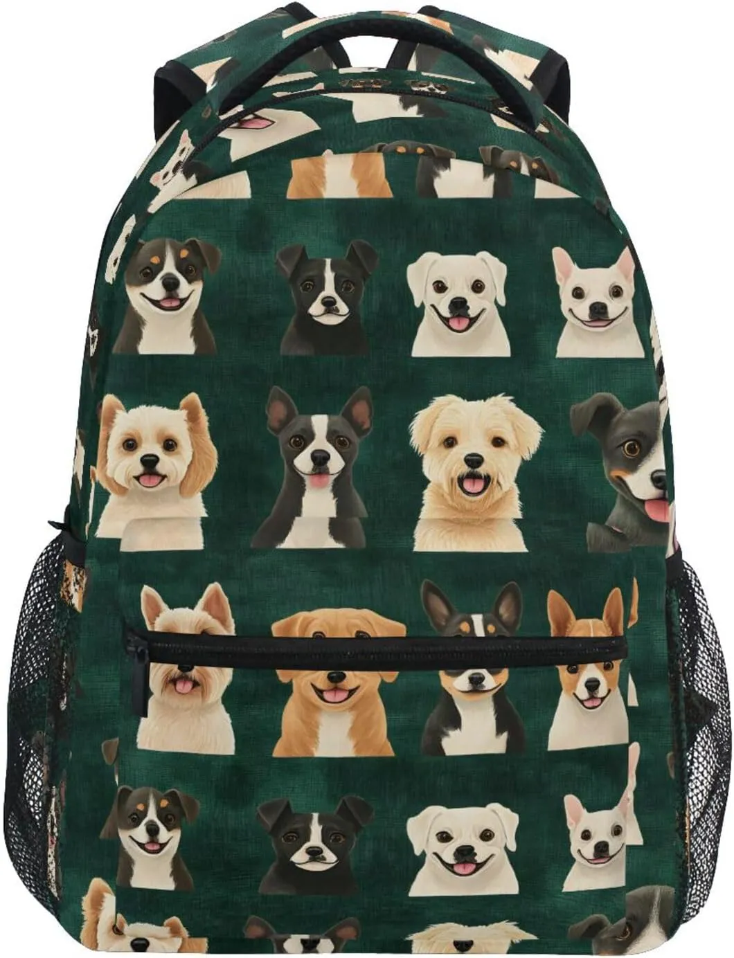 Dogs Head Pattern Backpack 3rd 4th 5th Grade School Bookbag Travel Laptop Daypack Bag Purse for Boys Girls Teens